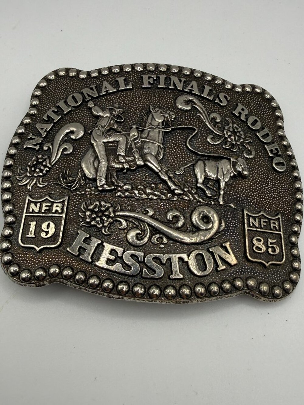 Vintage 1985 Hesston National Finals Rodeo Belt Buckle